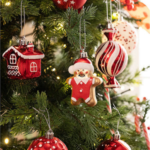 70 pcs Red & White gingerbread themed Christmas Balls tree hanging,Xmas Decoration set. - Christmas