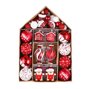 70 pcs Red & White gingerbread themed Christmas Balls tree hanging,Xmas Decoration set. - Christmas