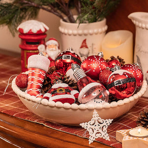 70 pcs Red & White Santa Claus themed Christmas Balls tree hanging, Xmas Decoration set. - Christmas