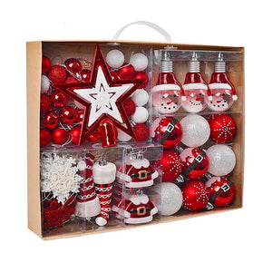 70 pcs Red & White Santa Claus themed Christmas Balls tree hanging, Xmas Decoration set. - Christmas