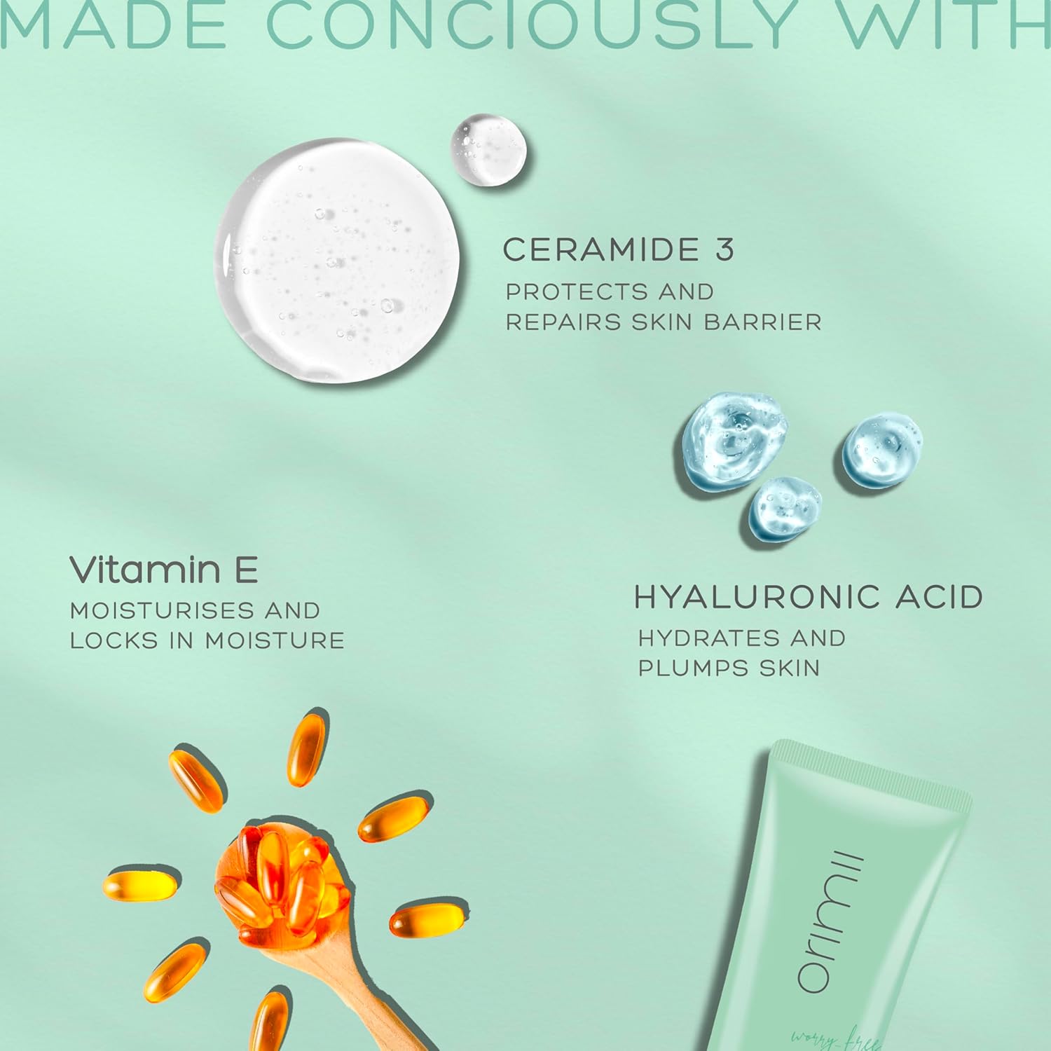 Orimii Face Wash: Hydrating & Gentle with Ceramides, Pregnancy Safe & pH Balanced