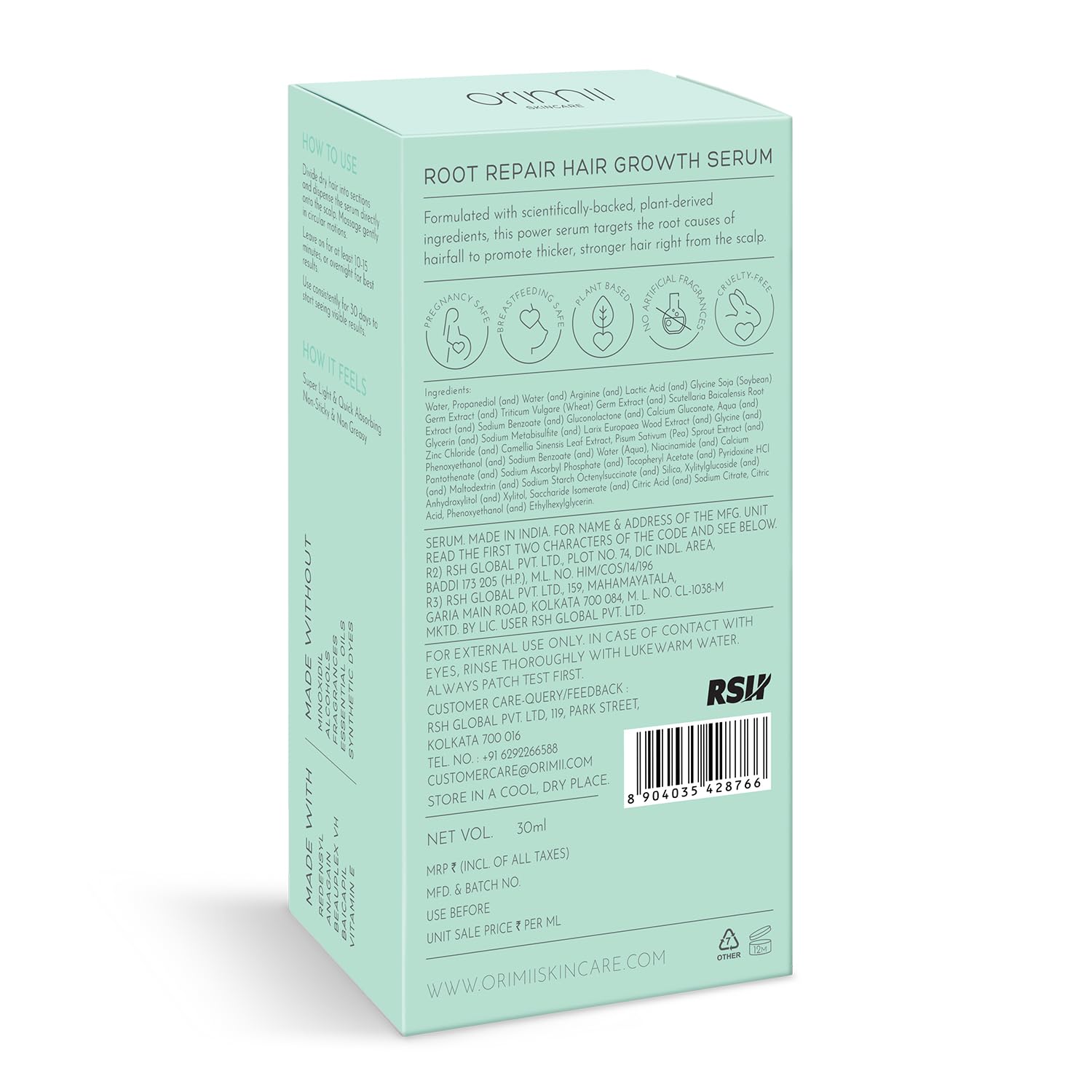 Orimii Hair Serum: Redensyl for Growth, Non-Sticky, Pregnancy Safe & Mom Approved