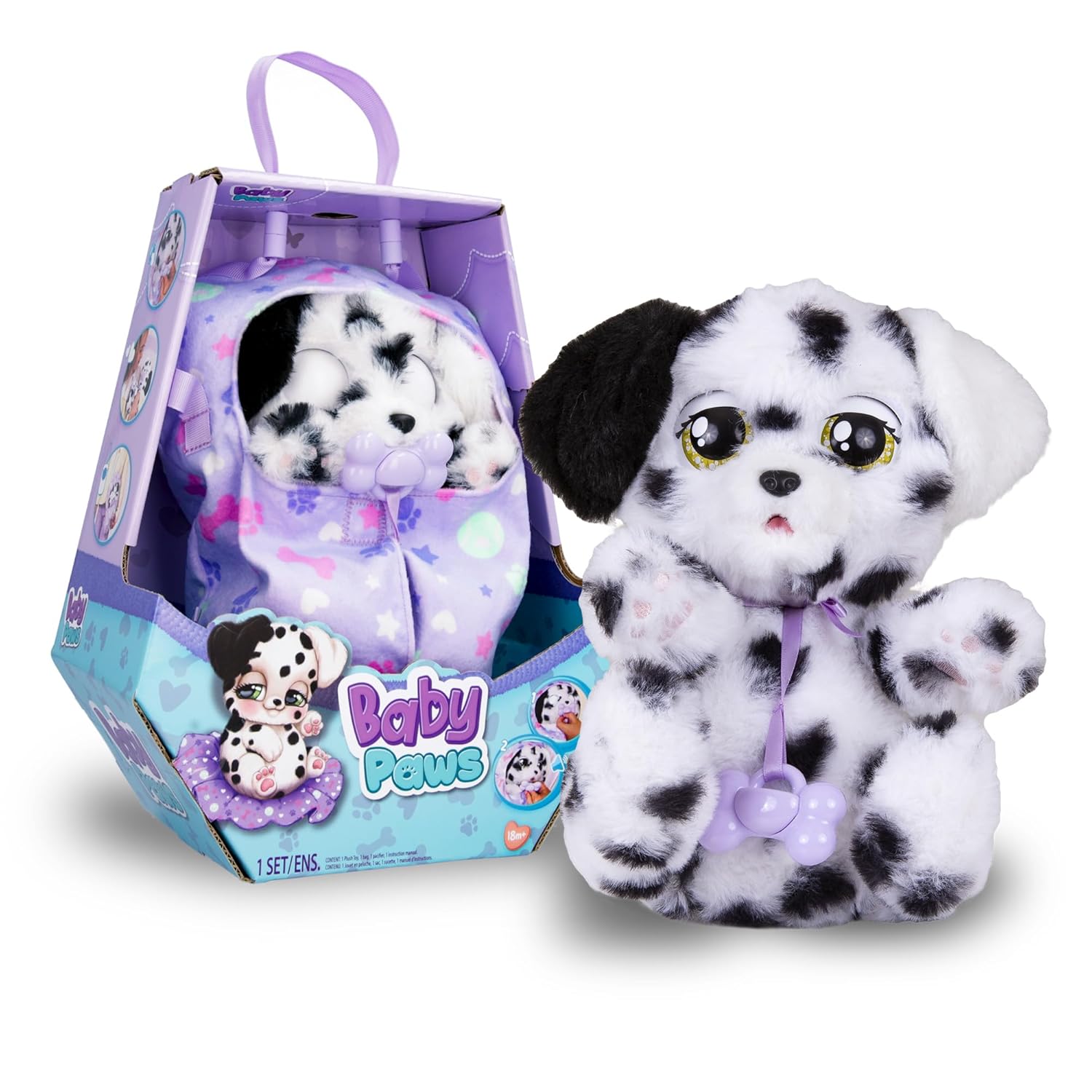 BABY PAWS Dalmatian Puppy Toy with Cute Swaddle Bag | Musical & Electronic Pet for Girls