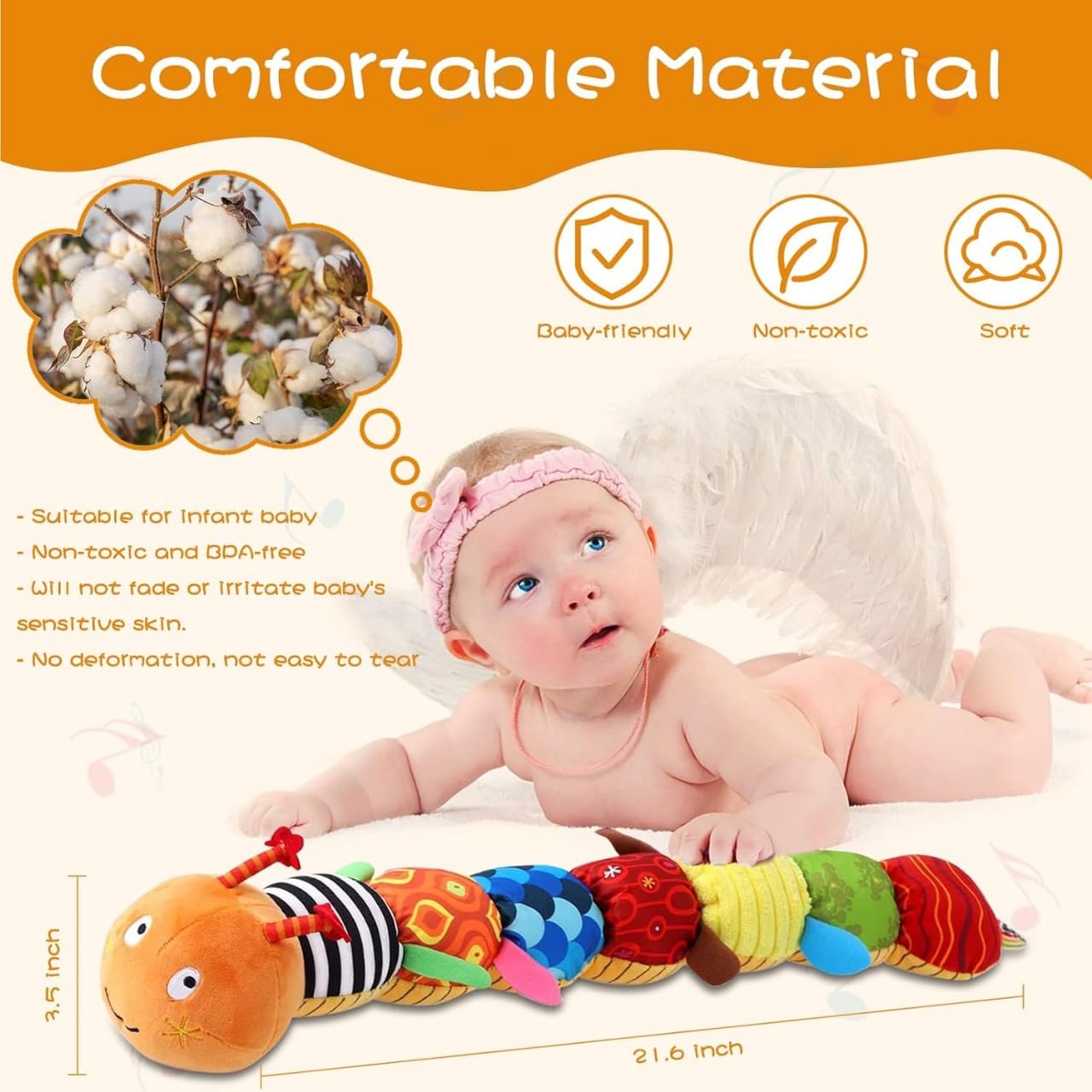 Turtlebee Baby Musical Worm Soft Toy