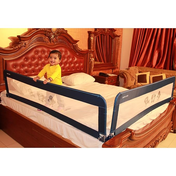 SAFE-O-KID® Fully Foldable Bed Rail Guard- Blue (6FT/183CM), Pack of 2