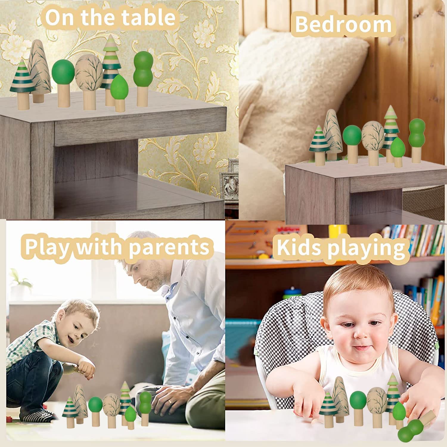 Playbox 7Pcs Wooden Tropical Tree Toy Set