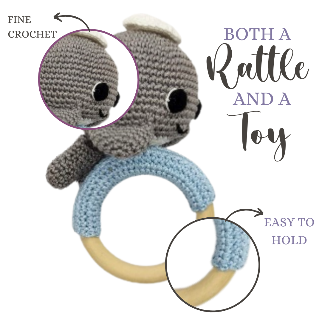 Happy Threads | Soft Handmade Crochet Dolphin Rattle for Infants
