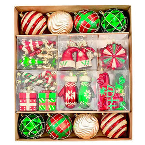 78pcs Green & Red Big size Mittens themed assorted Christmas Ball & xmas decoration set - Christmas