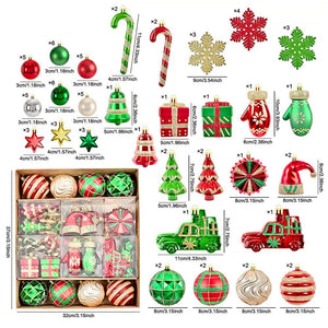 78pcs Green & Red Big size Mittens themed assorted Christmas Ball & xmas decoration set - Christmas