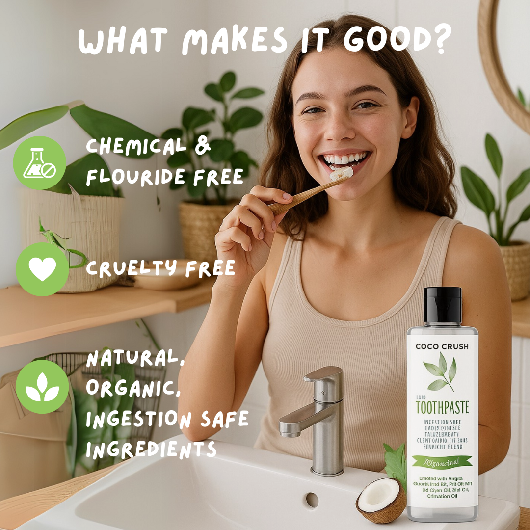 Coco Crush Ayurvedic Fluoride-Free Liquid Toothpaste, 100% Natural Ingredients