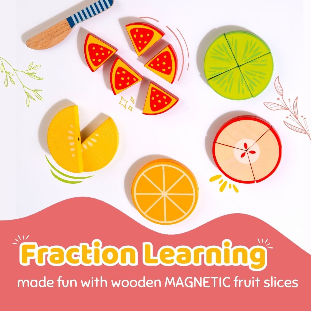 Cots & Cuddles Wooden Fruit Fraction Educational Toy for Kids