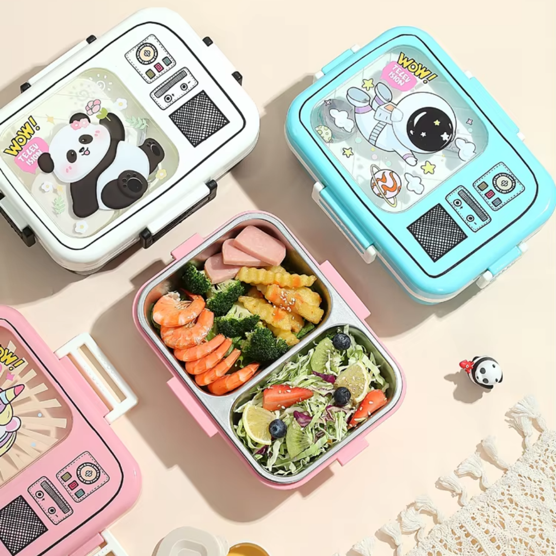 CuddleNest Cute Panda  Bento Lunch Box for Kids – Airtight, Leakproof, & Includes Spoon & Sauce Container