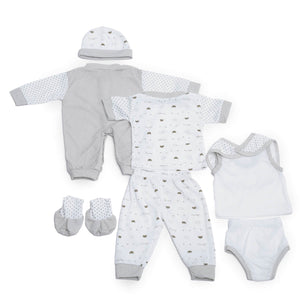8 pcs Brown Bear Baby Girl/Boy Clothes Set (0 - 3 months) - Baby Gifting