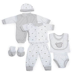 8 pcs Brown Bear Baby Girl/Boy Clothes Set (0 - 3 months) - Baby Gifting