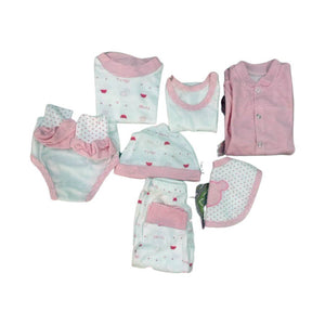 8 pcs Pink Bear Baby Girl/Boy Clothes Set (0 - 3 months) - Baby Gifting
