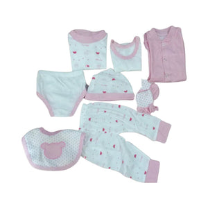 8 pcs Pink Bear Baby Girl/Boy Clothes Set (0 - 3 months) - Baby Gifting