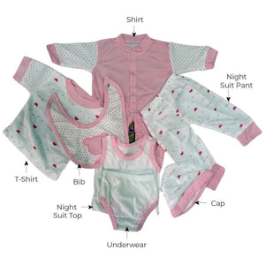 8 pcs Pink Bear Baby Girl/Boy Clothes Set (0 - 3 months) - Baby Gifting
