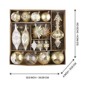 80 pcs Classic Gold & White Chandelier themed Christmas Balls tree hanging, Xmas Decoration set. - Christmas