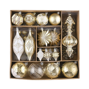 80 pcs Classic Gold & White Chandelier themed Christmas Balls tree hanging, Xmas Decoration set. - Christmas