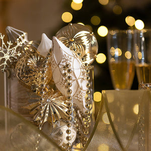 80 pcs Classic Gold & White Chandelier themed Christmas Balls tree hanging, Xmas Decoration set. - Christmas