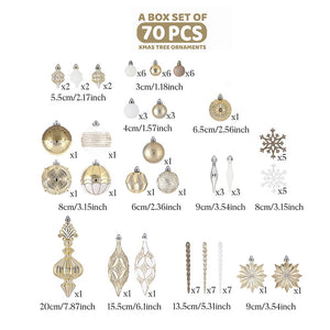 80 pcs Classic Gold & White Chandelier themed Christmas Balls tree hanging, Xmas Decoration set. - Christmas