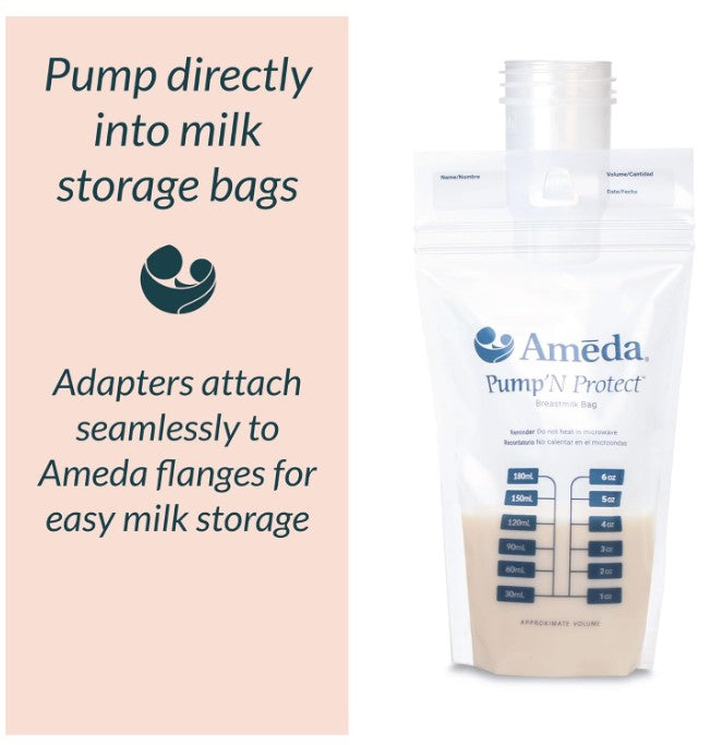 Ameda Milk Storage Bag Adapters – Pump Directly into Bags (use with Ameda Pump'N Protect Breastmilk Storage Bag)