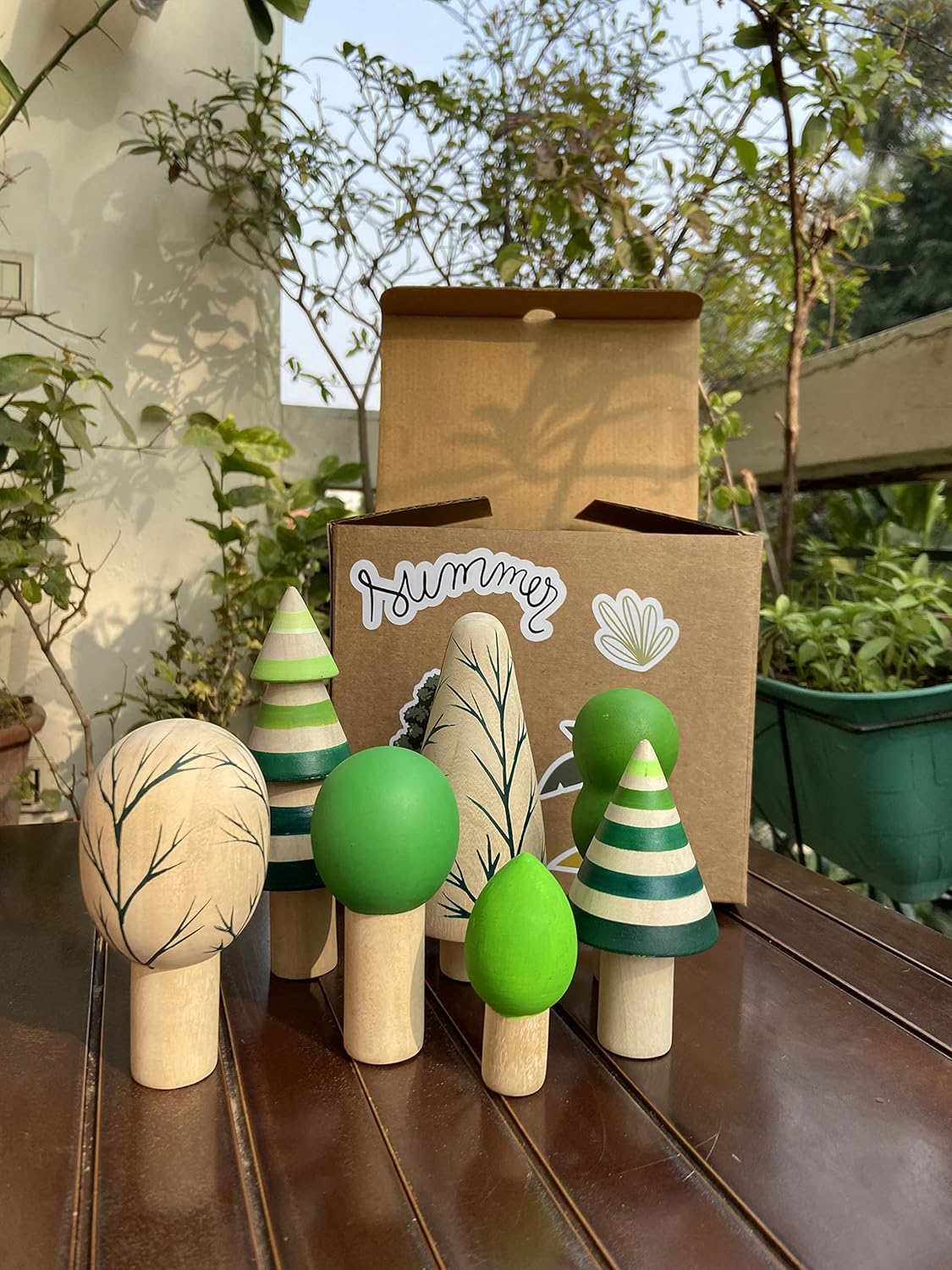 Playbox 7Pcs Wooden Tropical Tree Toy Set
