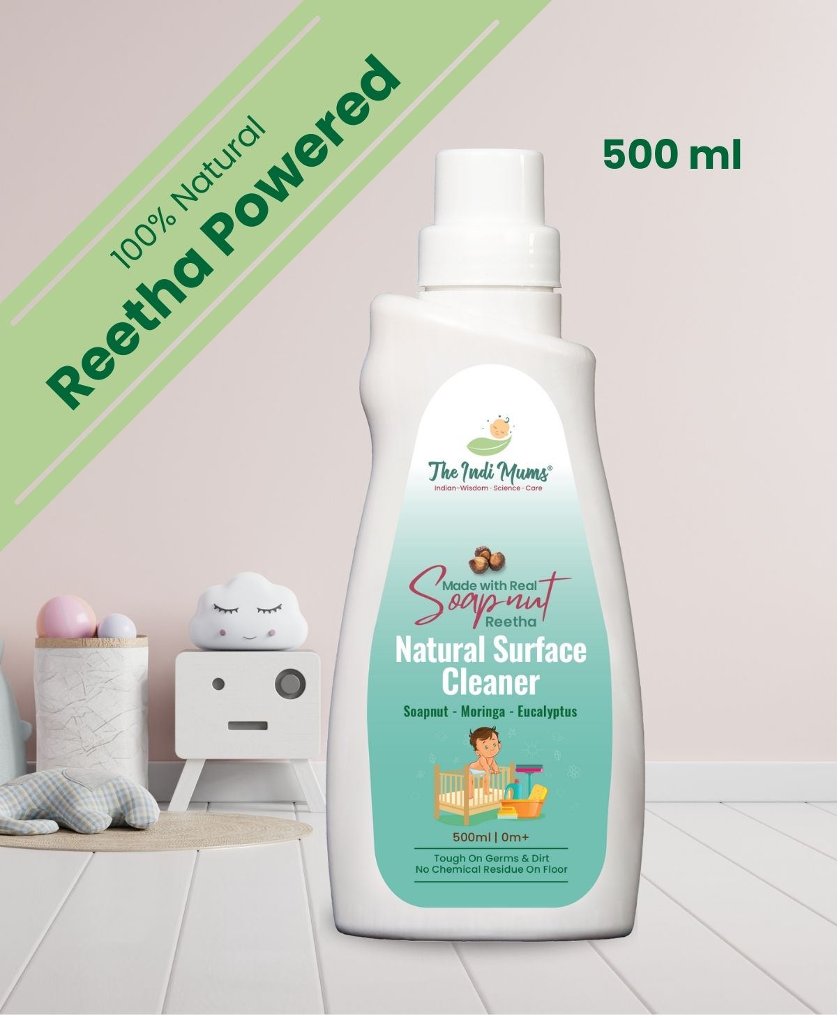 The Indi Mums Reetha, Moringa & Eucalyptus Pet Safe Surface & Floor Cleaner 500 ML