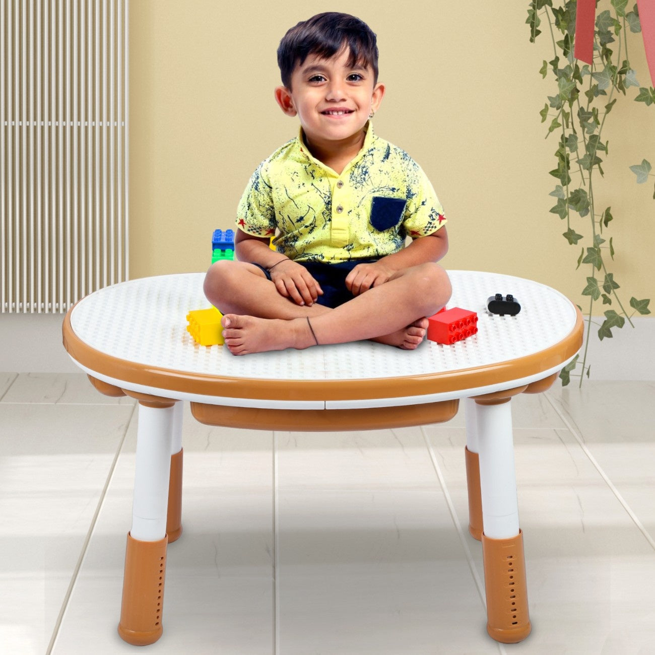 OPlus Blocks cum Sensory Table with chair - Brown color