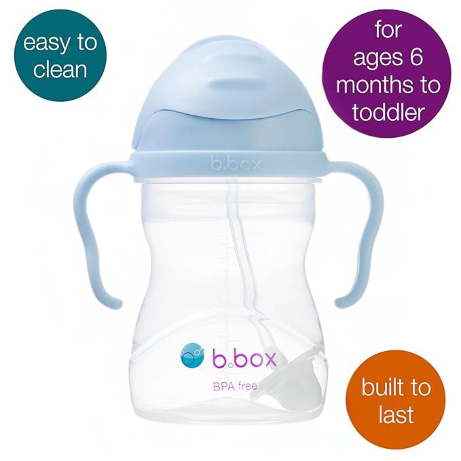 B.Box Weighted Straw Sippy Cup- Bubblegum Light Blue