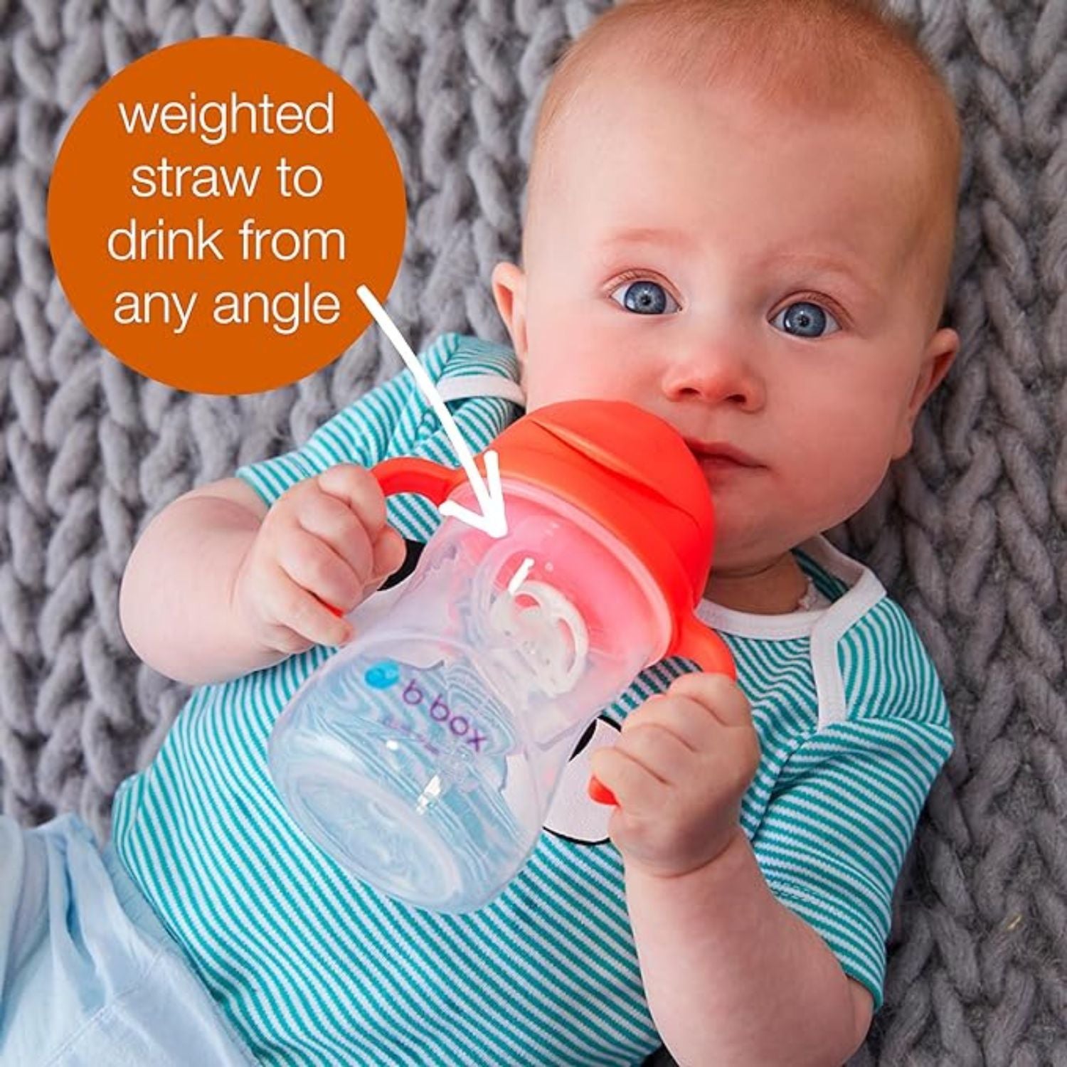 B.Box Weighted Straw Sippy Cup- Bubblegum Light Blue