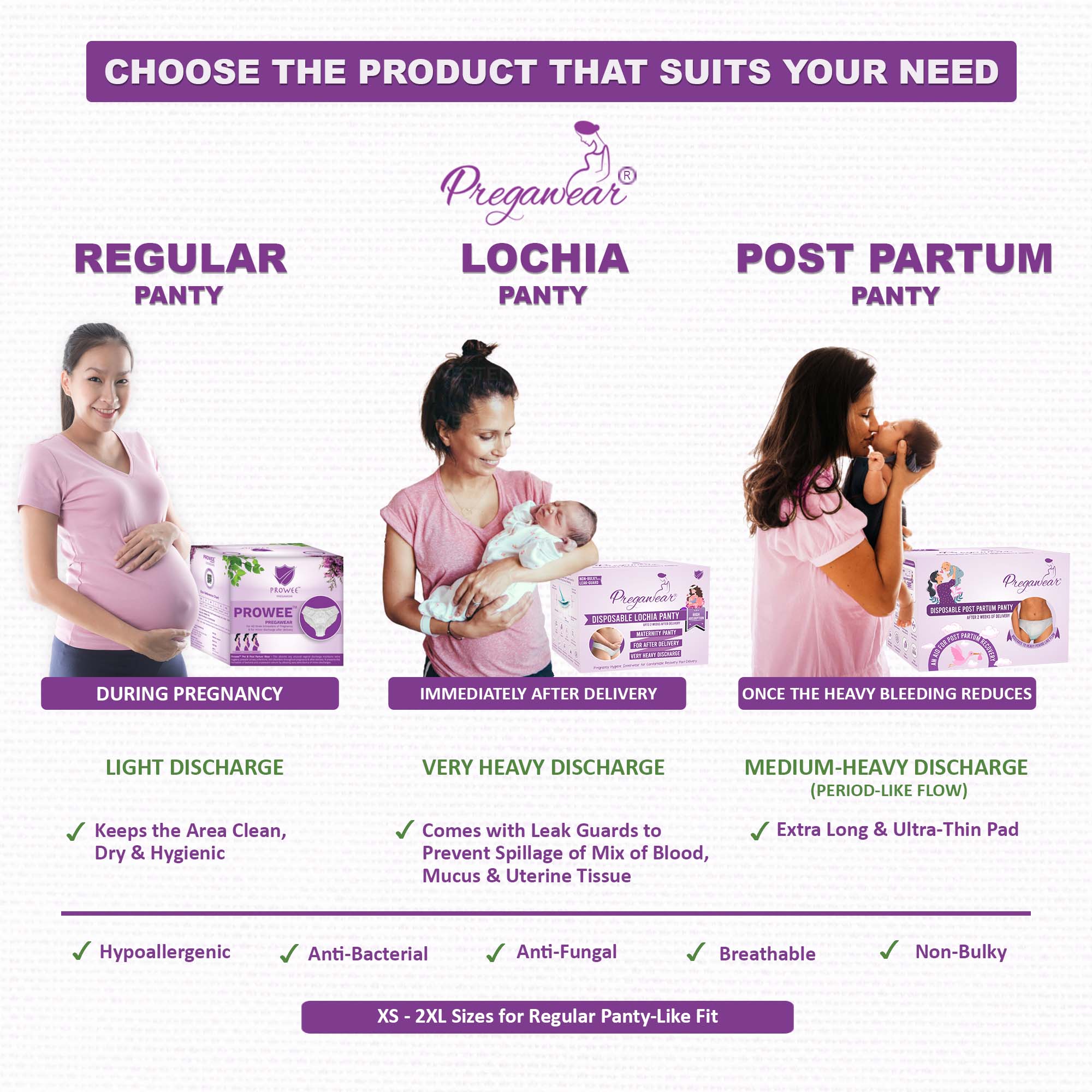 Pregawear Lochia Maternity Panty Disposable Pregnancy Postpartum Absorption Kit