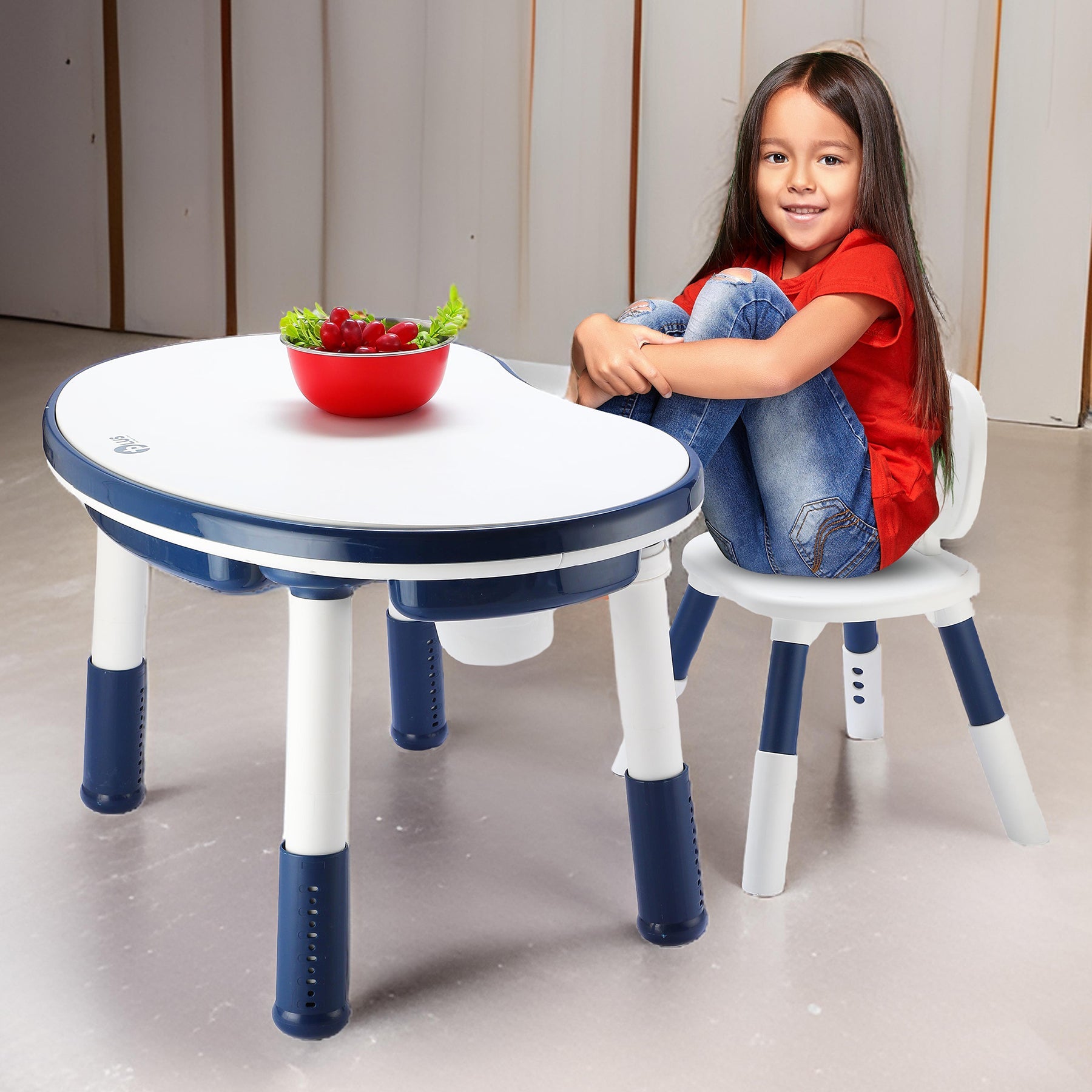 OPlus Blocks cum Sensory Table with chair - Blue color