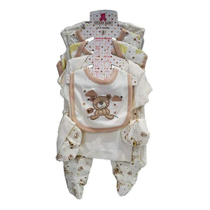 8pcs Matching Combo Set, Teddy Bear, Brown - 6 - 9 months Baby Gifting