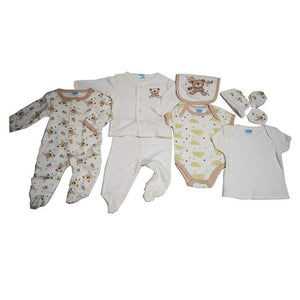 8pcs Matching Combo Set, Teddy Bear, Brown - 6 - 9 months Baby Gifting