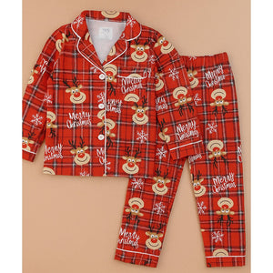 9 - 13 Yrs, Deer Face soft Cotton,Kids Christmas Nightsuit - 9 Years Nightsuits