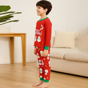 9 - 13 Yrs, Red 3Snowman soft Cotton Kids Christmas Nightsuit - 9 Years Nightsuits