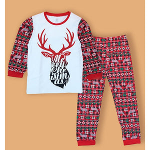 9 - 13 Yrs, Red Antlers soft Cotton Kids Christmas Nightsuit - 9 Years Nightsuits