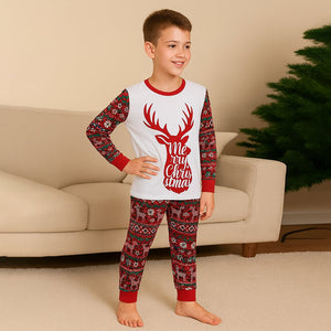 9 - 13 Yrs, Red Antlers soft Cotton Kids Christmas Nightsuit - 9 Years Nightsuits