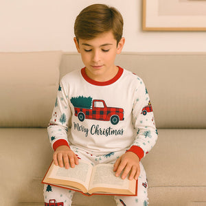 9 - 13 Yrs, Red Big Truck soft Cotton,Kids Christmas Nightsuit - 9 Years Nightsuits