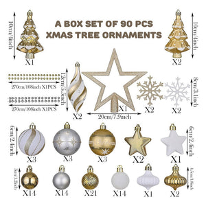 90 pcs Bronze Metal Shaded Big Star themed Christmas Ball Tree ornaments XMAS Decoration Set - Little Surprise Box90 pcs Bronze Metal Shaded Big Star themed Christmas Ball Tree ornaments XMAS Decoration Set