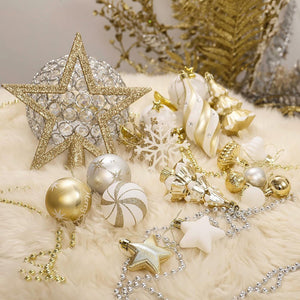 90 pcs Bronze Metal Shaded Big Star themed Christmas Ball Tree ornaments XMAS Decoration Set - Little Surprise Box90 pcs Bronze Metal Shaded Big Star themed Christmas Ball Tree ornaments XMAS Decoration Set