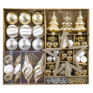 90 pcs Bronze Metal Shaded Big Star themed Christmas Ball Tree ornaments XMAS Decoration Set - Little Surprise Box90 pcs Bronze Metal Shaded Big Star themed Christmas Ball Tree ornaments XMAS Decoration Set