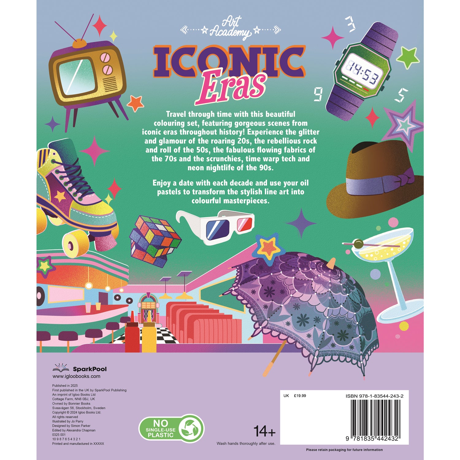 Parragon Publishing Art Academy Eco: Iconic Eras A Creative Time Travel Coloring Book