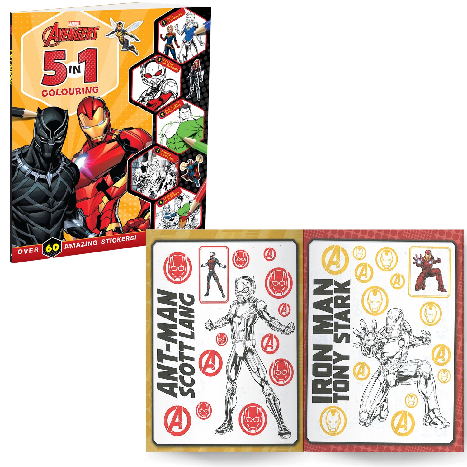 Parragon Publishing Marvel 5-in-1 Avengers and Captain America Pack of 2 Colouring Books