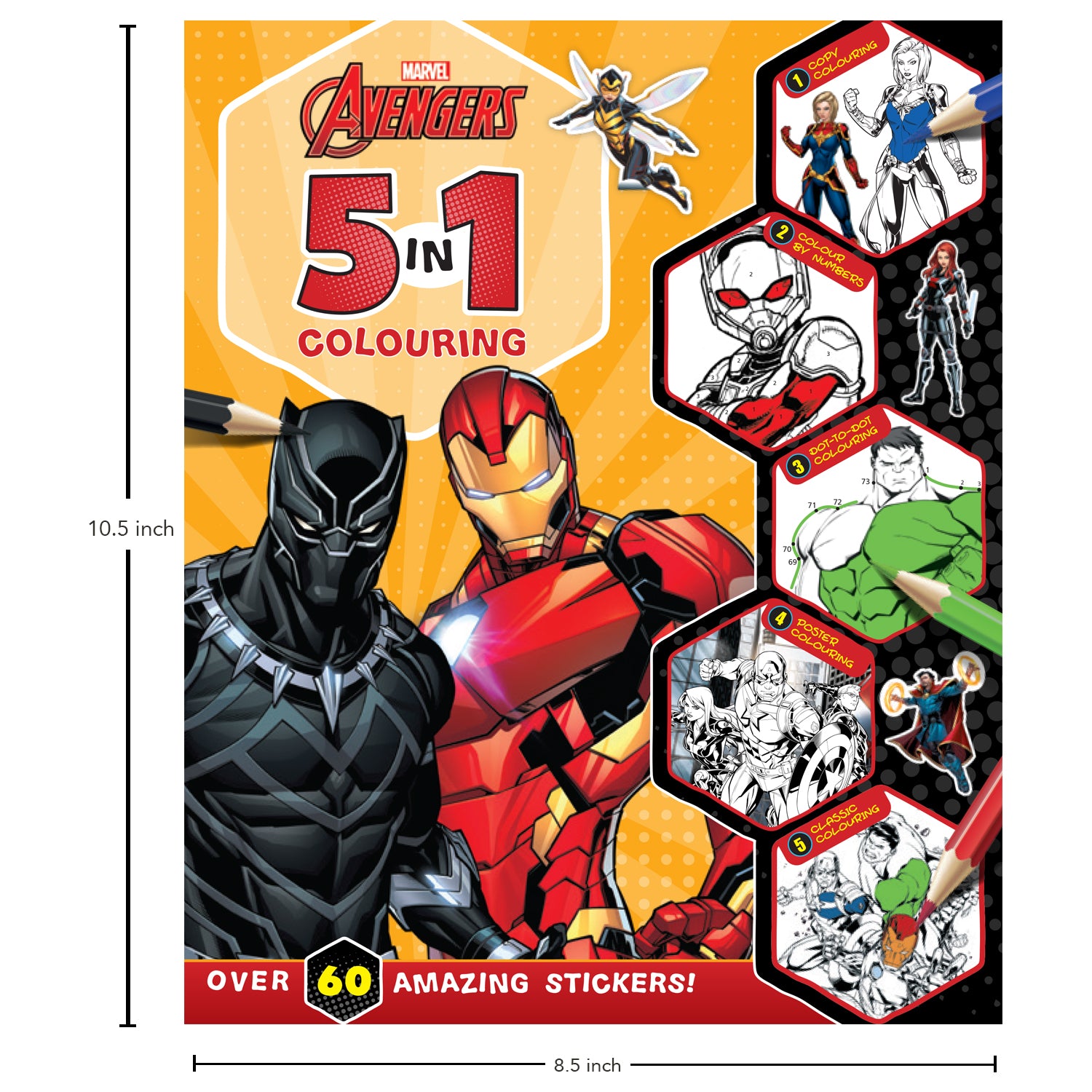 Parragon Publishing Marvel 5-in-1 Avengers and Captain America Pack of 2 Colouring Books