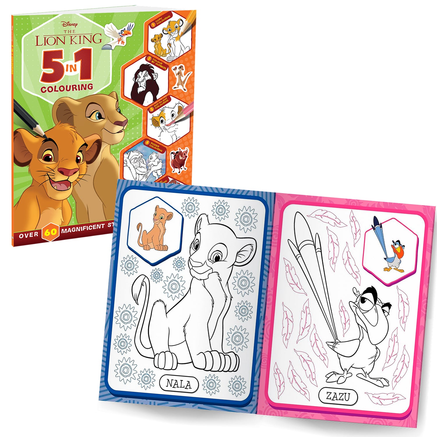 Parragon Publishing The Lion King and Princess 5-in-1 Pack of 3 Sticker and Colouring Book