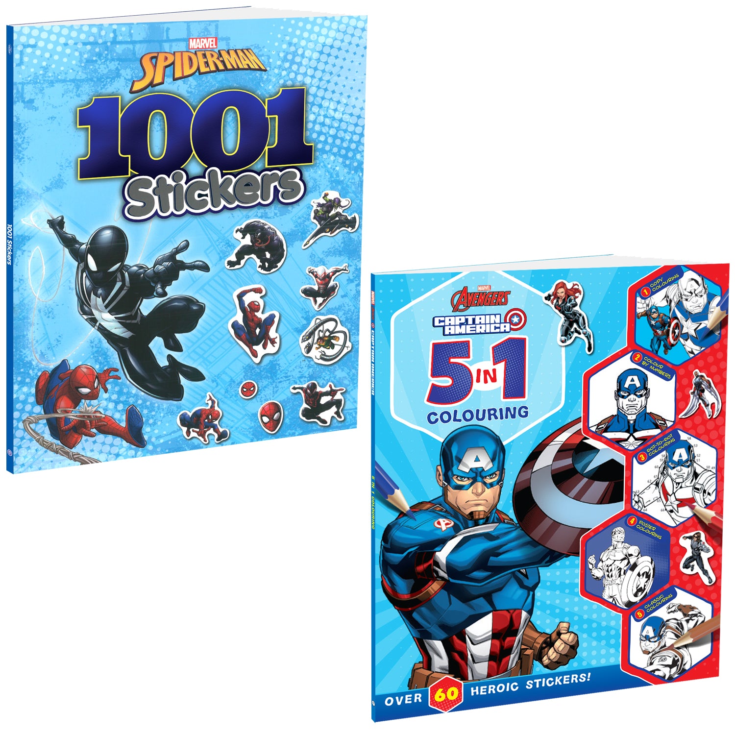 Parragon Publishing Spider-Man and Captain America Sticker and Colouring Pack of 2 Books