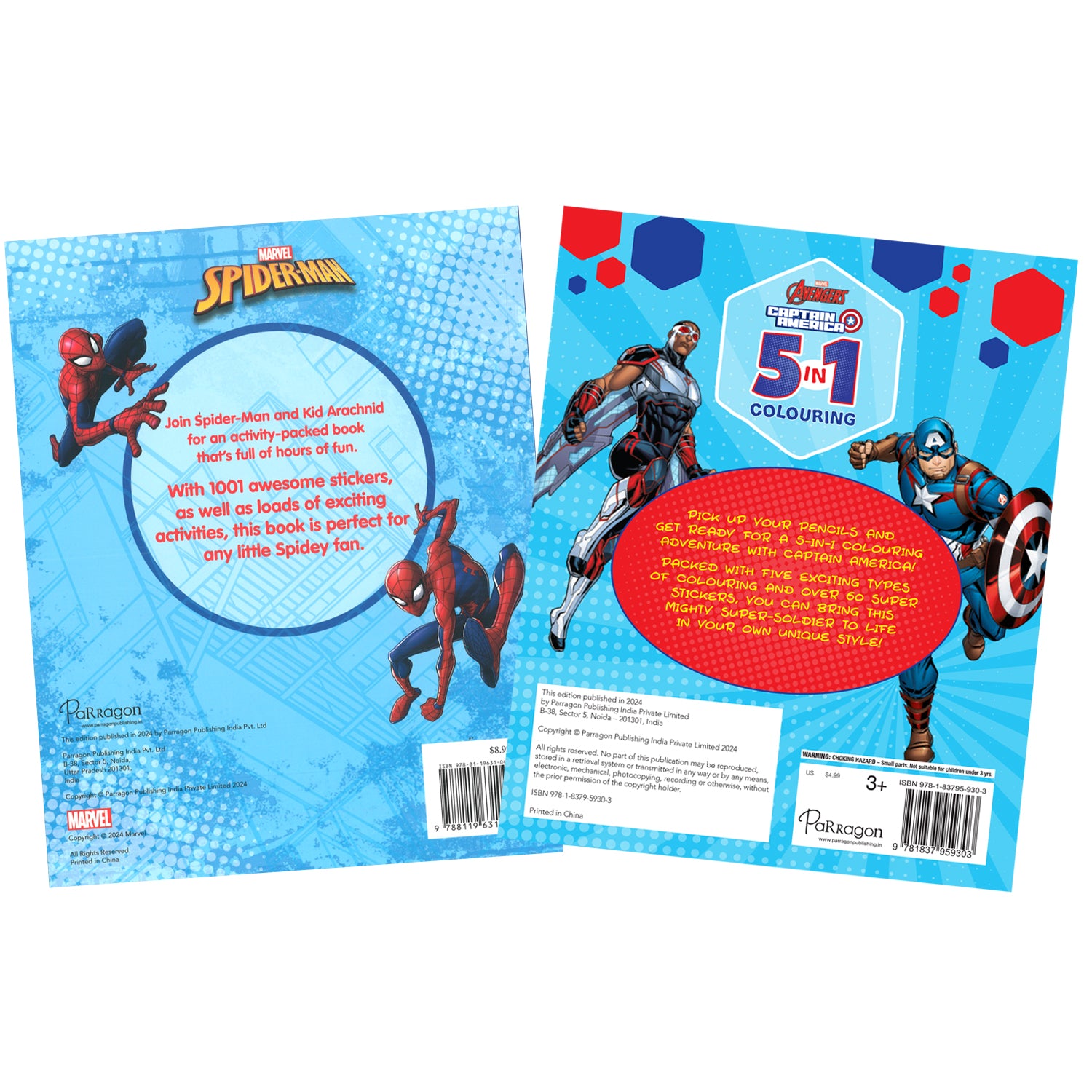 Parragon Publishing Spider-Man and Captain America Sticker and Colouring Pack of 2 Books