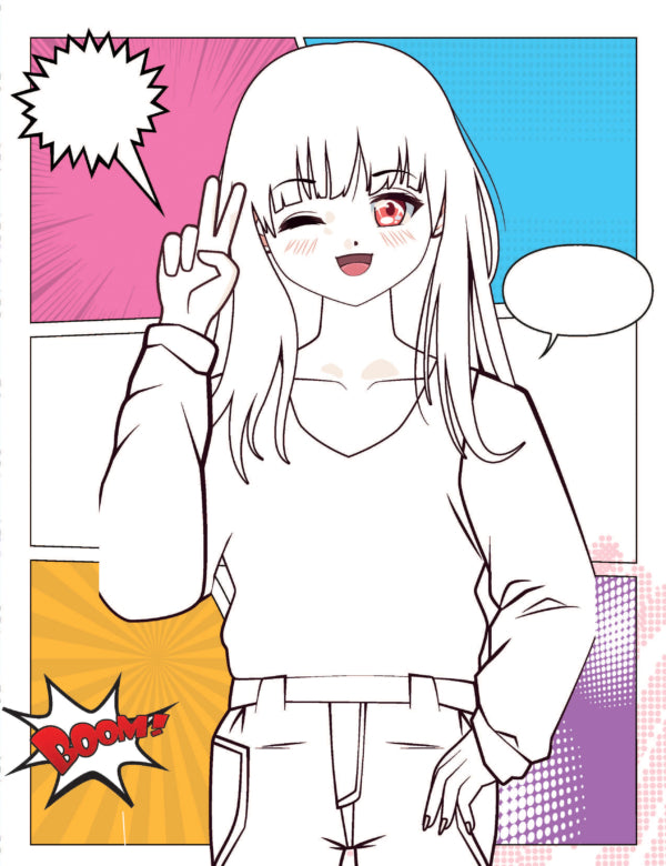 Dreamland Publications Colour Your Own Manga Book 1 With Free Manga Colouring Poster